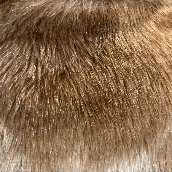 Vintage Faux Fur Coat Brown Largr Collar Faux Leather Buttons Womens  Size Med - Picture 10 of 10